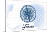 Texas - Compass - Blue - Coastal Icon-Lantern Press-Stretched Canvas