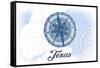 Texas - Compass - Blue - Coastal Icon-Lantern Press-Framed Stretched Canvas