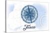 Texas - Compass - Blue - Coastal Icon-Lantern Press-Stretched Canvas