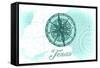 Texas - Compass - Teal - Coastal Icon-Lantern Press-Framed Stretched Canvas