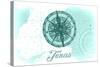 Texas - Compass - Teal - Coastal Icon-Lantern Press-Stretched Canvas