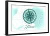 Texas - Compass - Teal - Coastal Icon-Lantern Press-Framed Art Print