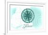 Texas - Compass - Teal - Coastal Icon-Lantern Press-Framed Premium Giclee Print