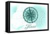 Texas - Compass - Teal - Coastal Icon-Lantern Press-Framed Stretched Canvas