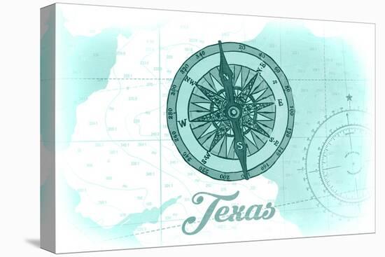 Texas - Compass - Teal - Coastal Icon-Lantern Press-Stretched Canvas