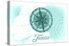 Texas - Compass - Teal - Coastal Icon-Lantern Press-Stretched Canvas