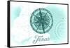 Texas - Compass - Teal - Coastal Icon-Lantern Press-Framed Stretched Canvas