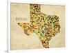 Texas County Map-David Bowman-Framed Giclee Print