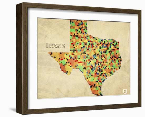 Texas County Map-David Bowman-Framed Giclee Print