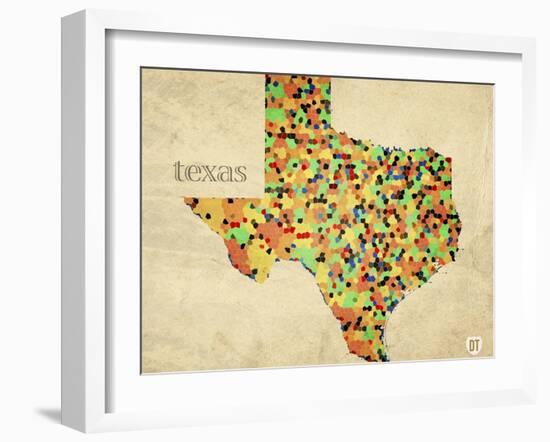 Texas County Map-David Bowman-Framed Giclee Print