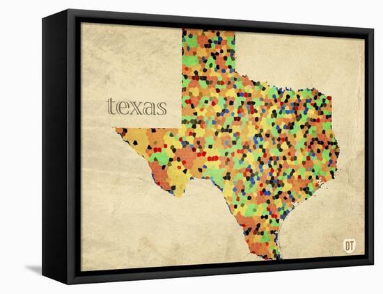 Texas County Map-David Bowman-Framed Stretched Canvas