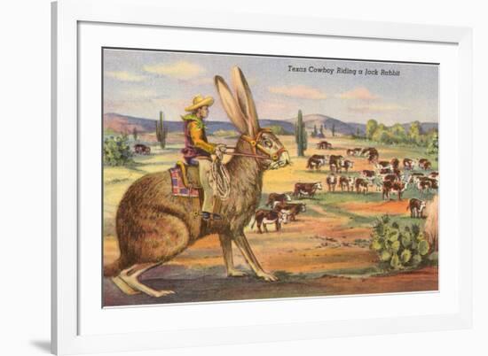 Texas Cowboy Herding from Jack Rabbit-null-Framed Premium Giclee Print