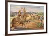 Texas Cowboy Herding from Jack Rabbit-null-Framed Premium Giclee Print