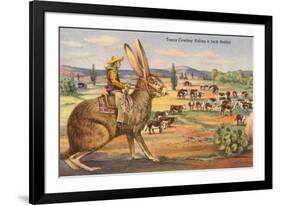 Texas Cowboy Herding from Jack Rabbit-null-Framed Premium Giclee Print