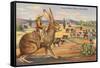 Texas Cowboy Herding from Jack Rabbit-null-Framed Stretched Canvas