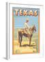 Texas - Cowboy on Horseback-Lantern Press-Framed Art Print