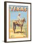 Texas - Cowboy on Horseback-Lantern Press-Framed Art Print