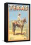 Texas - Cowboy on Horseback-Lantern Press-Framed Stretched Canvas