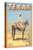 Texas - Cowboy on Horseback-Lantern Press-Stretched Canvas