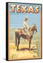 Texas - Cowboy on Horseback-Lantern Press-Framed Stretched Canvas