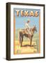 Texas - Cowboy on Horseback-Lantern Press-Framed Art Print