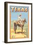 Texas - Cowboy on Horseback-Lantern Press-Framed Premium Giclee Print