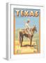 Texas - Cowboy on Horseback-Lantern Press-Framed Premium Giclee Print