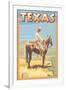 Texas - Cowboy on Horseback-Lantern Press-Framed Art Print