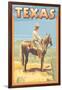 Texas - Cowboy on Horseback-Lantern Press-Framed Art Print