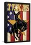 Texas - Cowboy With Bucking Bronco-null-Framed Poster