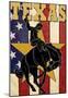 Texas - Cowboy With Bucking Bronco-null-Mounted Poster