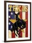 Texas - Cowboy with Bucking Bronco-Lantern Press-Framed Art Print