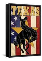 Texas - Cowboy with Bucking Bronco-Lantern Press-Framed Stretched Canvas