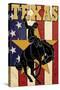 Texas - Cowboy with Bucking Bronco-Lantern Press-Stretched Canvas
