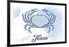 Texas - Crab - Blue - Coastal Icon-Lantern Press-Framed Art Print