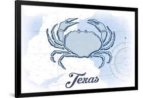 Texas - Crab - Blue - Coastal Icon-Lantern Press-Framed Art Print