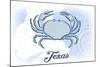 Texas - Crab - Blue - Coastal Icon-Lantern Press-Mounted Art Print