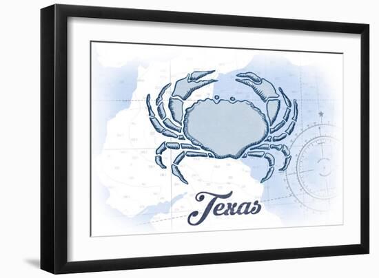 Texas - Crab - Blue - Coastal Icon-Lantern Press-Framed Art Print