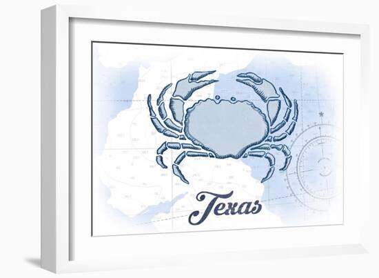 Texas - Crab - Blue - Coastal Icon-Lantern Press-Framed Art Print