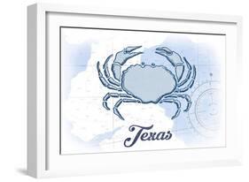 Texas - Crab - Blue - Coastal Icon-Lantern Press-Framed Art Print