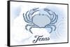 Texas - Crab - Blue - Coastal Icon-Lantern Press-Framed Stretched Canvas