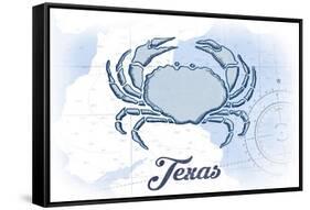 Texas - Crab - Blue - Coastal Icon-Lantern Press-Framed Stretched Canvas