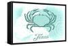 Texas - Crab - Teal - Coastal Icon-Lantern Press-Framed Stretched Canvas