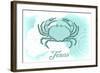 Texas - Crab - Teal - Coastal Icon-Lantern Press-Framed Art Print