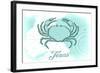 Texas - Crab - Teal - Coastal Icon-Lantern Press-Framed Art Print