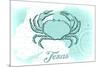 Texas - Crab - Teal - Coastal Icon-Lantern Press-Mounted Art Print