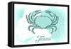 Texas - Crab - Teal - Coastal Icon-Lantern Press-Framed Stretched Canvas