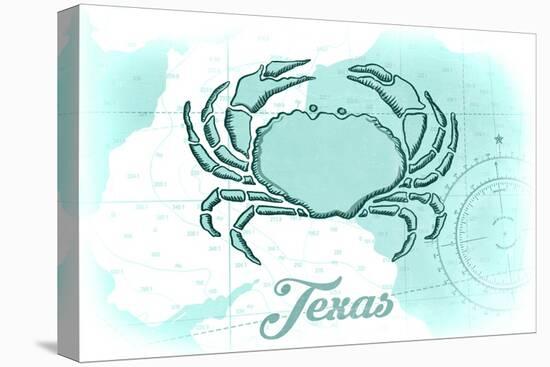 Texas - Crab - Teal - Coastal Icon-Lantern Press-Stretched Canvas