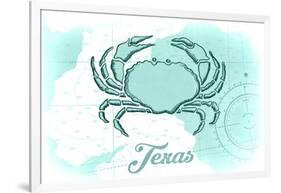 Texas - Crab - Teal - Coastal Icon-Lantern Press-Framed Art Print