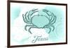 Texas - Crab - Teal - Coastal Icon-Lantern Press-Framed Art Print